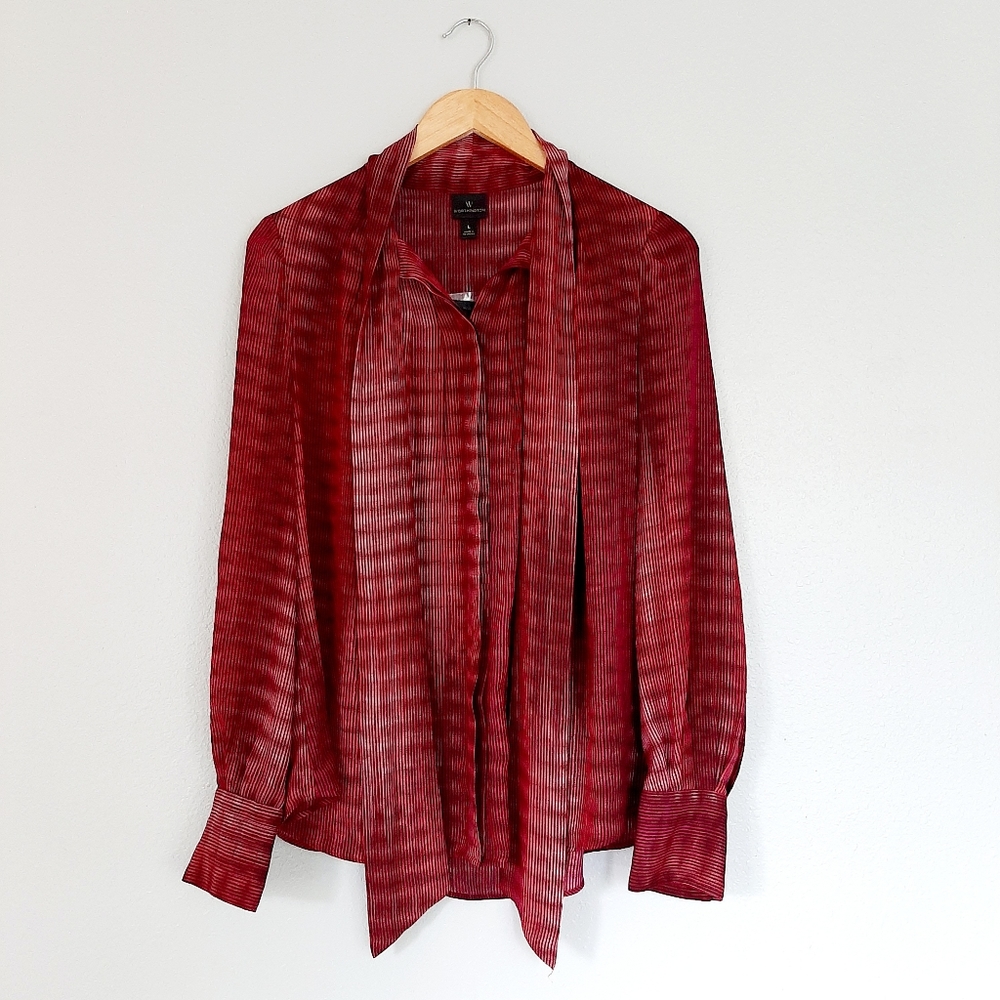 Worthington | Striped Front Tie Blouse